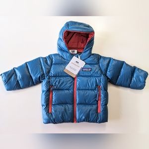 PATAGONIA, Baby Hi-Loft Down Sweater Hoody, Wavy Blue, Size 6-12 Months